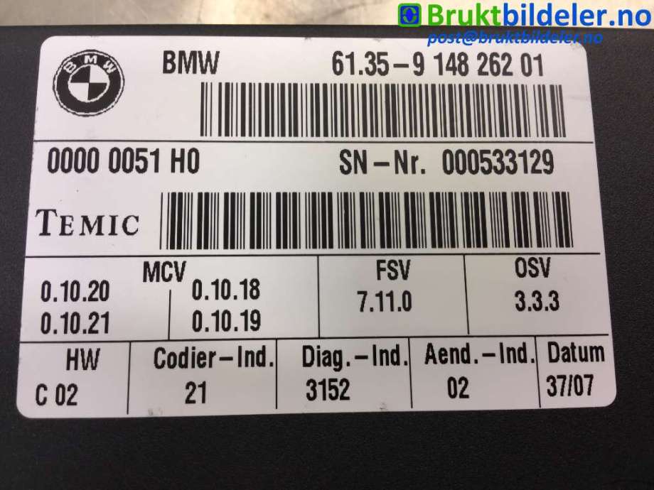 Styreenhet sete til BMW X5 2007-2013 (E70) (E70) (BMW|6135 9 148 262|000533129|)