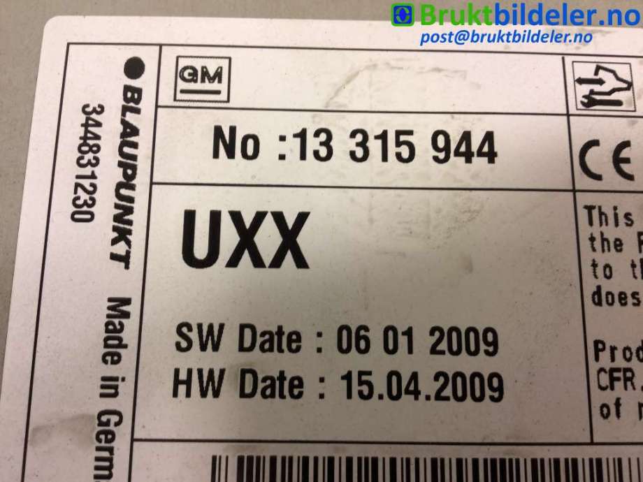Bilstereo til Opel Insignia A 2009-2014  (OPEL|13 315 944|7 612 004 355|)