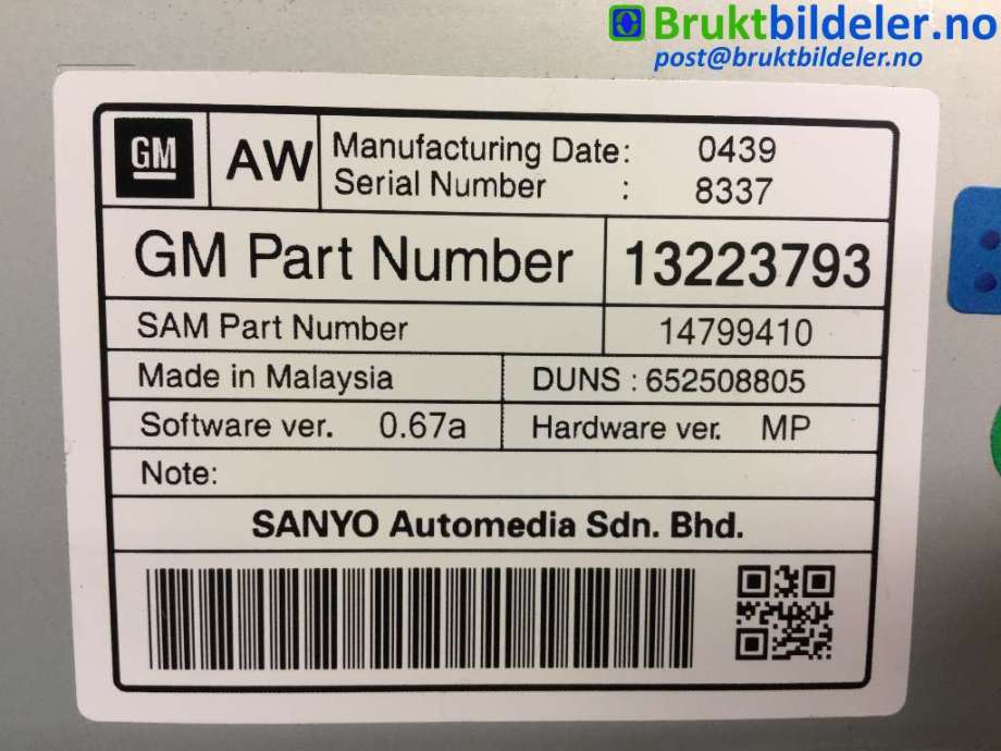 Instrument kjørecomputer til Opel Insignia A 2009-2014  (OPEL|13223793|)