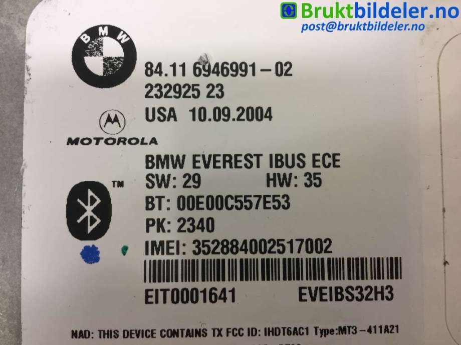 Bilstereo diverse til BMW X3 2003-2006 (Fase 1) (E83) (E83) (BMW|8411 6 946 991|)