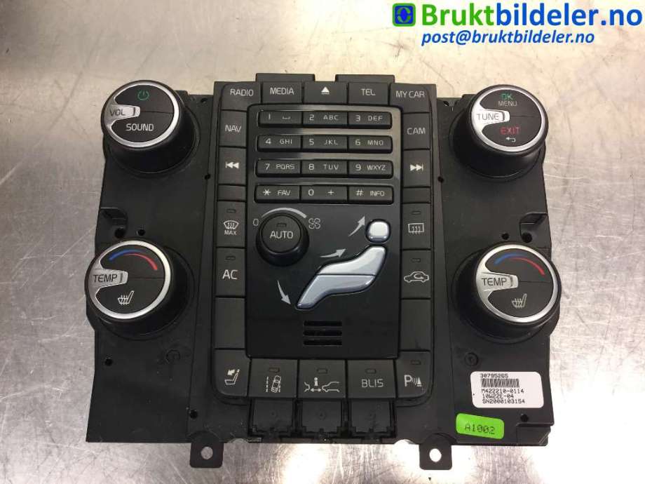 Varmeapparat betjening til Volvo S60, 2010-2014 (Type II, Fase 1)  (VOLVO|30795265)