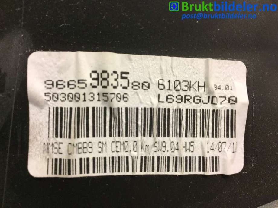 Instrumentpanel til Citroën Berlingo 2008-2015 (Type II, Fase 1) (CITROEN|96 659 835 80|)