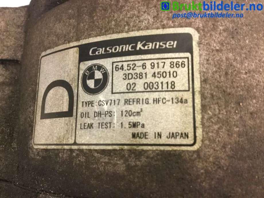 Aircondition kompressor til BMW X5 2000-2006 (E53) (E53) (BMW|6452 6 917 866|3D381-45010|)