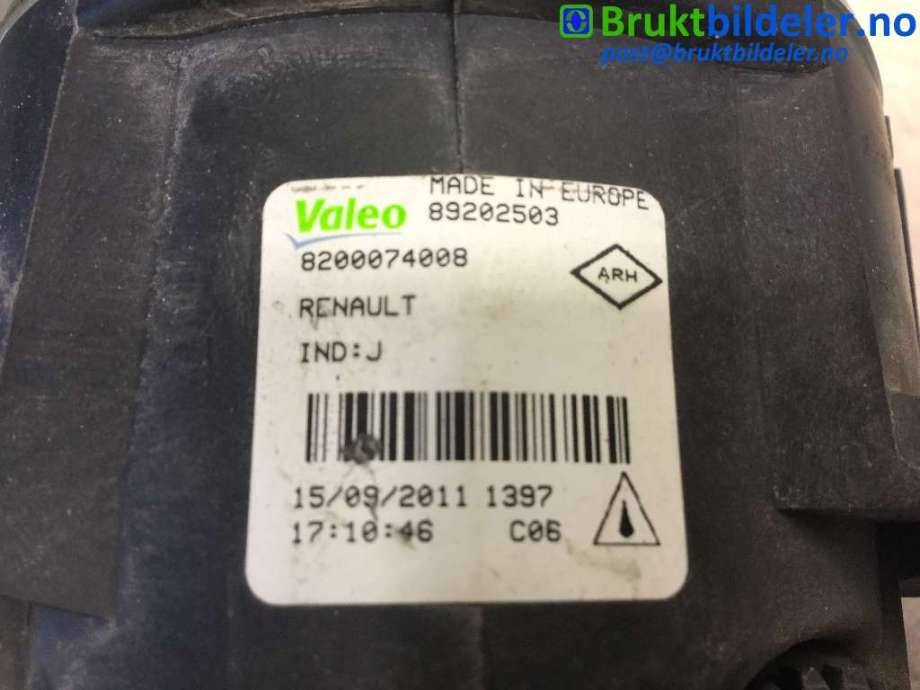 Tåkelykt venstre foran til Renault Fluence Z.E 2011-2014 (RENAULT||89202503|8200074008)