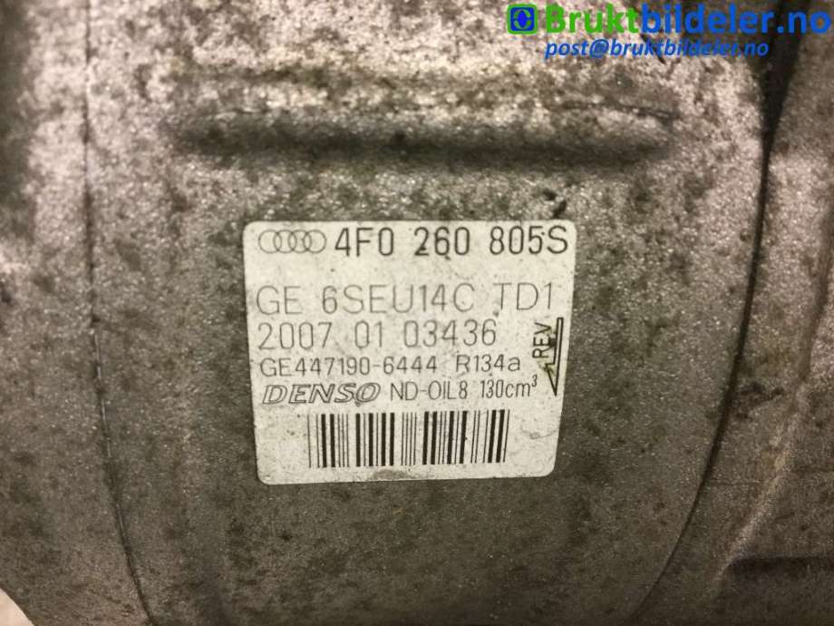 Aircondition kompressor til Audi A6, Allroad 2006-2008 (Type II, Fase 1) (C6) (C6) (AUDI|4F0 260 805 S|GE447190-6444|)