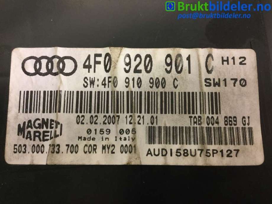 Instrumentpanel til Audi A6, Allroad 2006-2008 (Type II, Fase 1) (C6) (C6) (AUDI|4F0 920 901 C|)