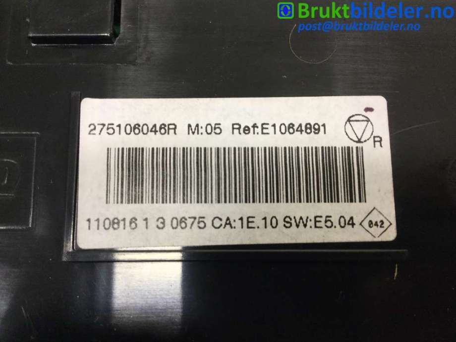 Varmeapparat betjening til Renault Fluence Z.E 2011-2014 (RENAULT|275106046R|)