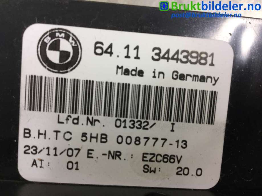 Varmeapparat betjening til BMW X3 2007-2010 (Fase 2) (E83) (E83) (BMW|6411 3 443 981|)