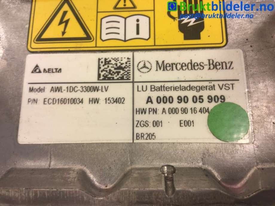 Batterilader (OBC - On Board Charger) til Mercedes C-Klasse 2014-2018 (Fase 1) (W205) (W205) (MERCEDES|A 000 900 59 09|ECD16010034|)