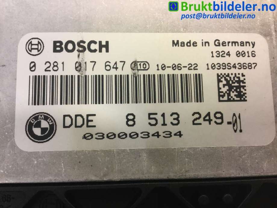 Styreenhet motor til BMW X3 2010-2017 (F25) (F25) (BMW|8 513 249|0 281 017 647|)