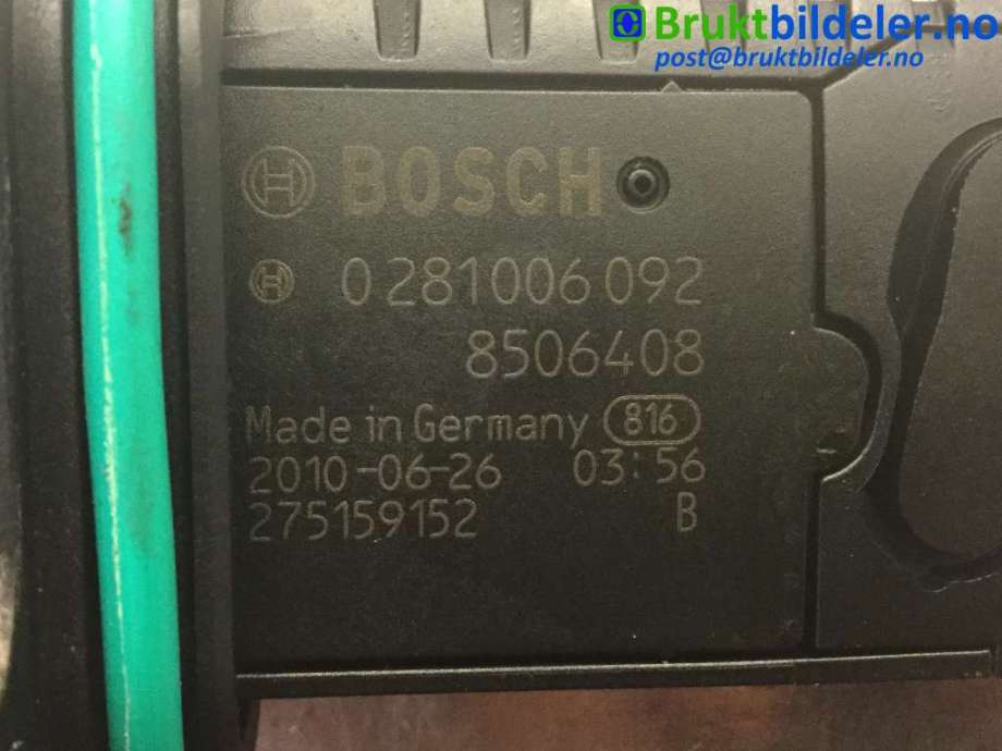 Luftmengde/luftmassemåler til BMW X3 2010-2017 (F25) (F25) (BMW|8 506 408|0 281 006 092|)