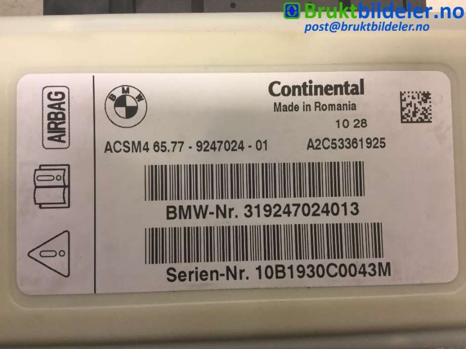 Airbag elektronikk til BMW X3 2010-2017 (F25) (F25) (BMW|6577 9 247 024|A2C53361925|)
