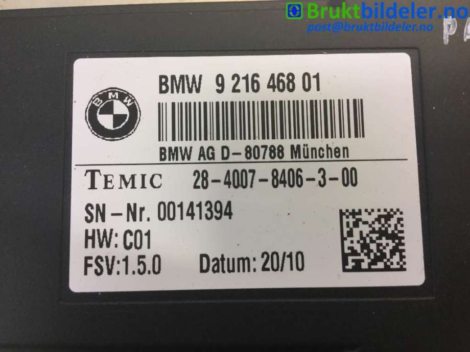 Styreenhet sete til BMW X3 2010-2017 (F25) (F25) (BMW|9 216 468|)