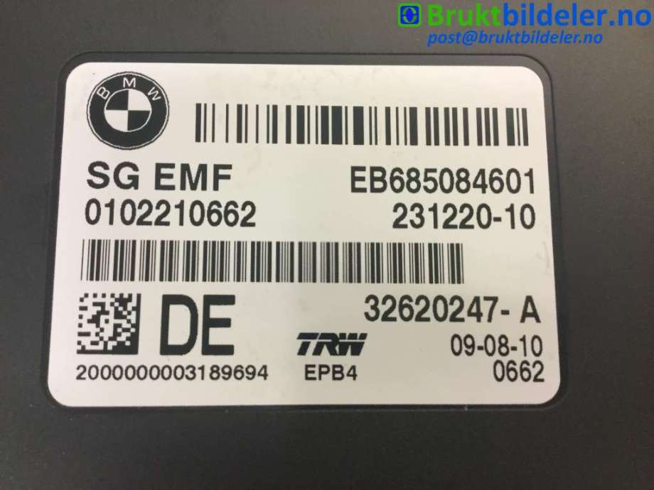Styreenhet elektrisk parkbrems (EPB - Electric Parking Brake) til BMW X3 2010-2017 (F25) (F25) (BMW|EB685084601|32620247-A|231220-10)