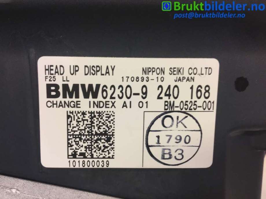 Instrumentpanel til BMW X3 2010-2017 (F25) (F25) (BMW|6230-9 240 168|170893-10|)