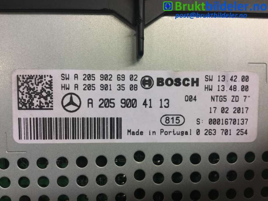 Instrument kjørecomputer til Mercedes C-Klasse 2014-2018 (Fase 1) (W205) (W205) (MERCEDES|A 205 900 41 13|0 263 701 254|)