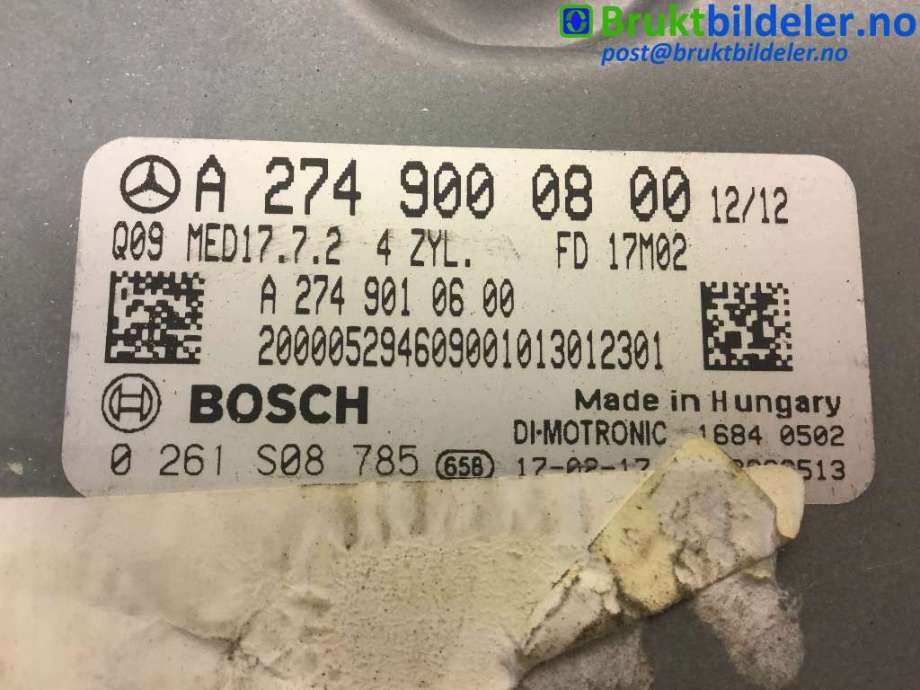 Styreenhet motor til Mercedes C-Klasse 2014-2018 (Fase 1) (W205) (W205) (MERCEDES|A 274 900 08 00|0 261 S08 785|)