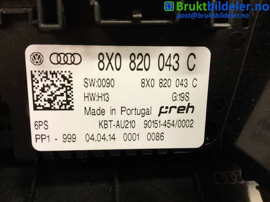 Varmeapparat betjening til Audi A1 2010-2014 (Type I, Fase 1)  (AUDI|8X0 820 043 C|)