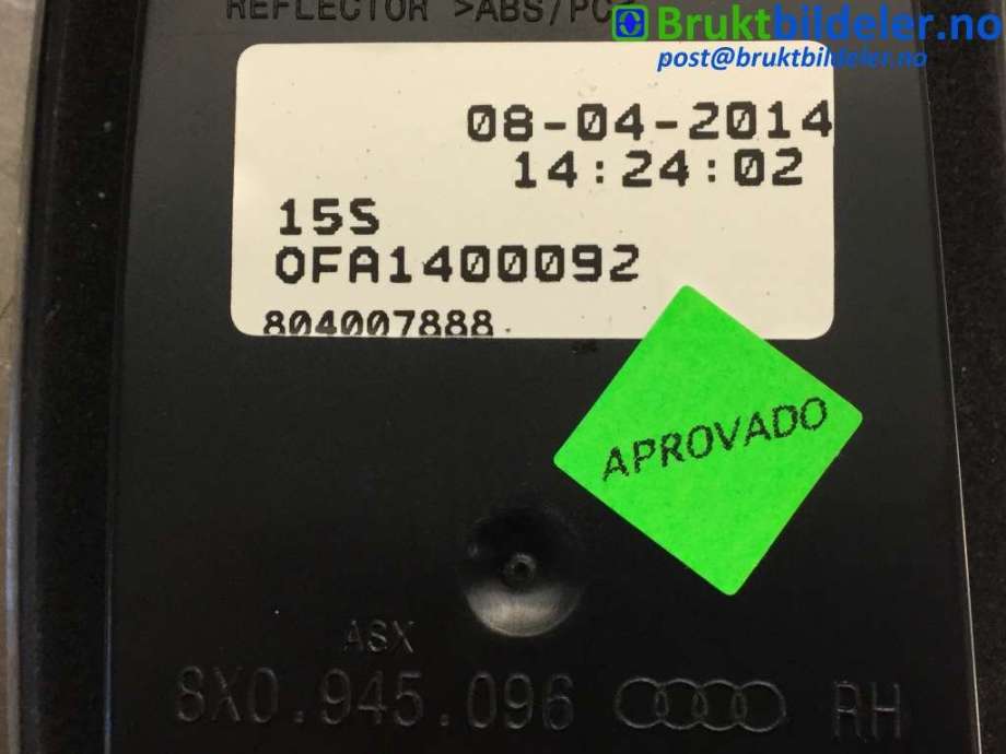 Baklykt høyre til Audi A1 2010-2014 (Type I, Fase 1)  (AUDI|8X0 945 096|)