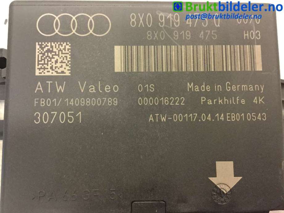 Styreenhet parkering til Audi A1 2010-2014 (Type I, Fase 1) (AUDI|8X0 919 475 Q|)