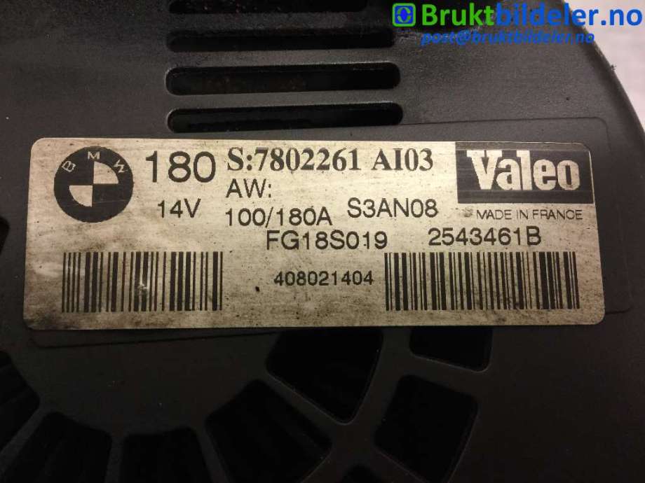 Dynamo til BMW 3-Serie 2005-2011 (E90/E91/E92/E93) (E90/E91/E92/E93) (BMW|12 31 7 802 261|2543461B|FG18S019)