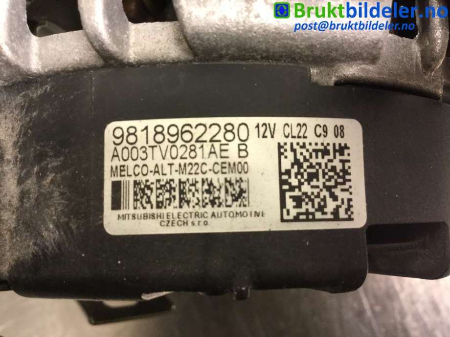 Dynamo til Peugeot Partner 2019-->> (Type III)  (PEUGEOT|98 189 622 80|A003TV0281AE|)