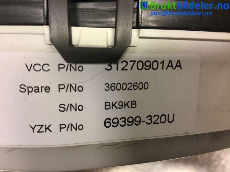 Instrumentpanel til Volvo V70 2007-2013 (Type III, Fase 1)  (VOLVO|31270901AA|69399-320U|36002600)