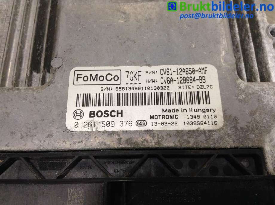 Styreenhet motor til Ford Focus 2011-2014 (Type III, Fase 1)  (FORD|CV61-12A650-AMF|0 261 S09 376|CV6A-12B684-BB)