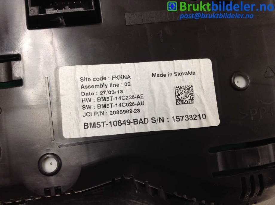 Instrumentpanel til Ford Focus 2011-2014 (Type III, Fase 1) (FORD|BM5T-10849-BAD|15738210|)