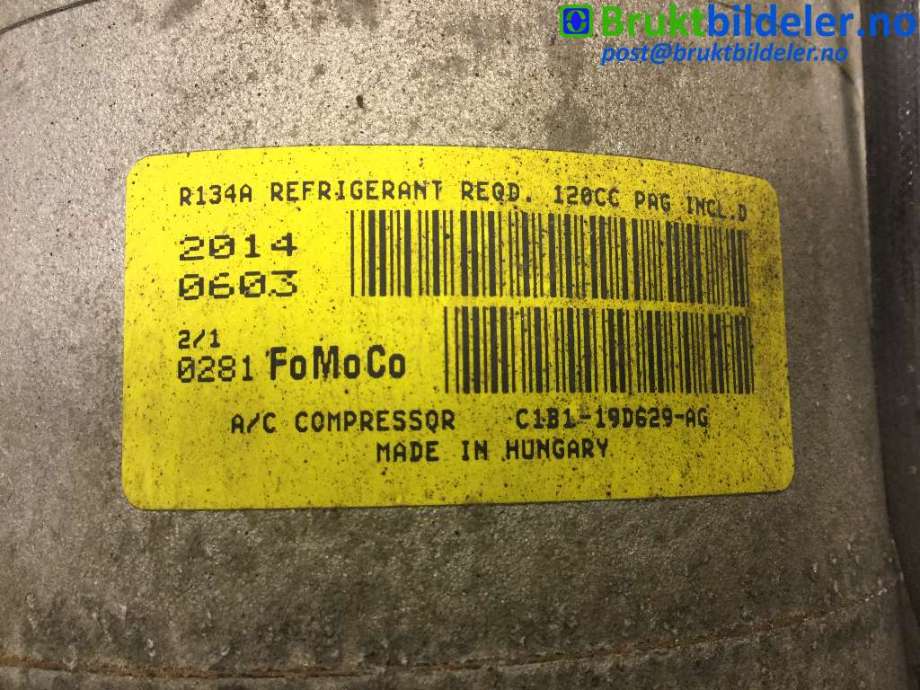 Aircondition kompressor til Ford Fiesta 2013-2017 (Type VI, Fase 2)  (FORD|C1B1-19D629-AG|)