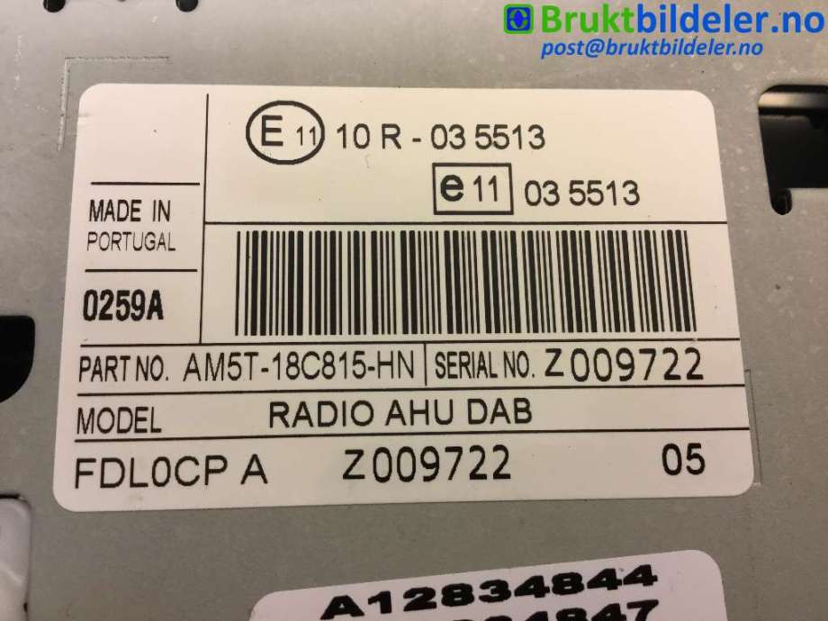 Bilstereo til Ford Fiesta 2013-2017 (Type VI, Fase 2)  (FORD|AM5T-18C815-HN|)