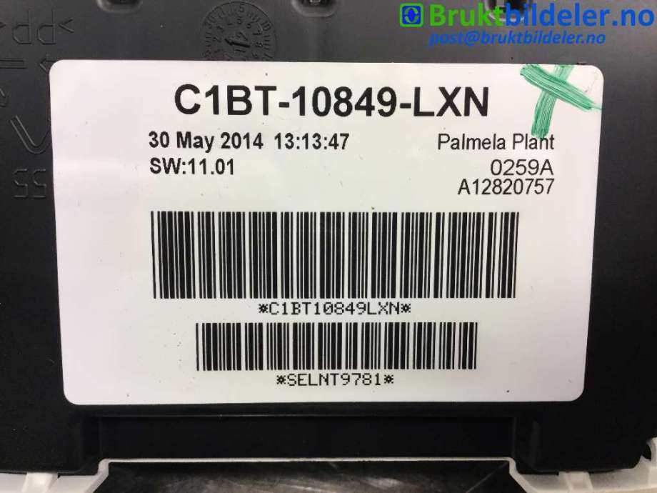 Instrumentpanel til Ford Fiesta 2013-2017 (Type VI, Fase 2)  (FORD|C1BT-10849-LXN|)