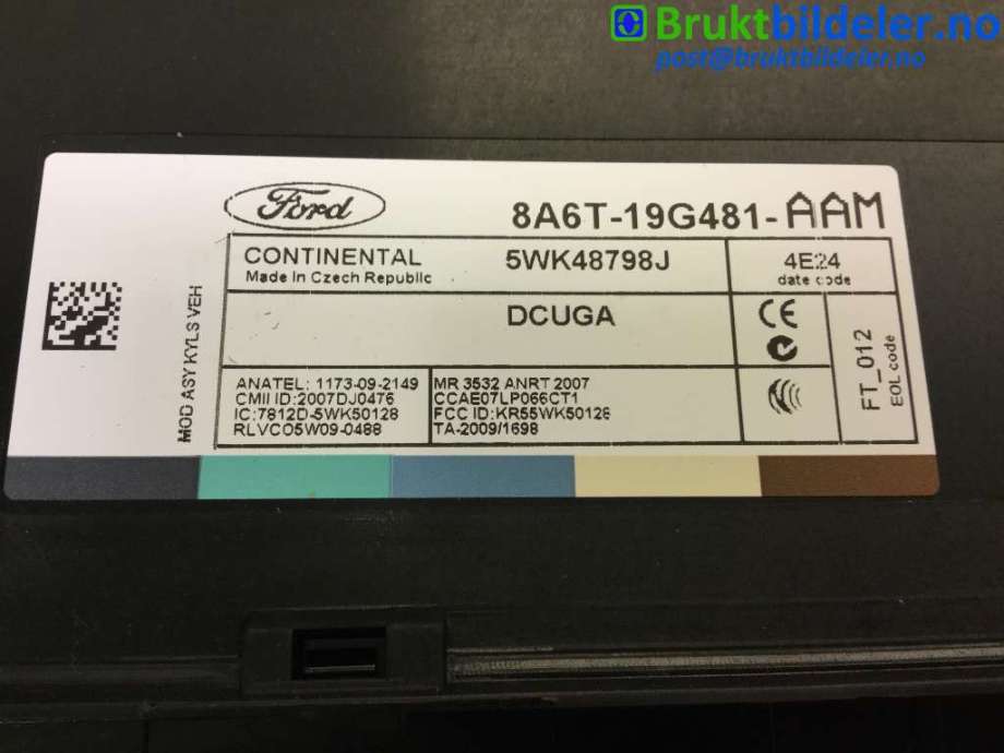 Styreenhet comfort (BCM) til Ford Fiesta 2013-2017 (Type VI, Fase 2)  (FORD|8A6T-19G481-AAM|5WK48798J|)
