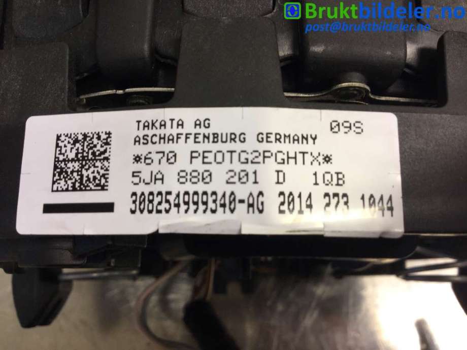 Airbag rattpute til Škoda Rapid 2012-2019  (SKODA|5JA 880 201 D|)