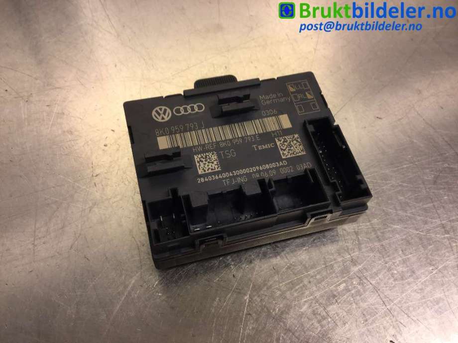 Styreenhet dør venstre foran til Audi A4 2007-2014 (Type IV) (B8) (B8) (AUDI|8K0 959 793 J|)
