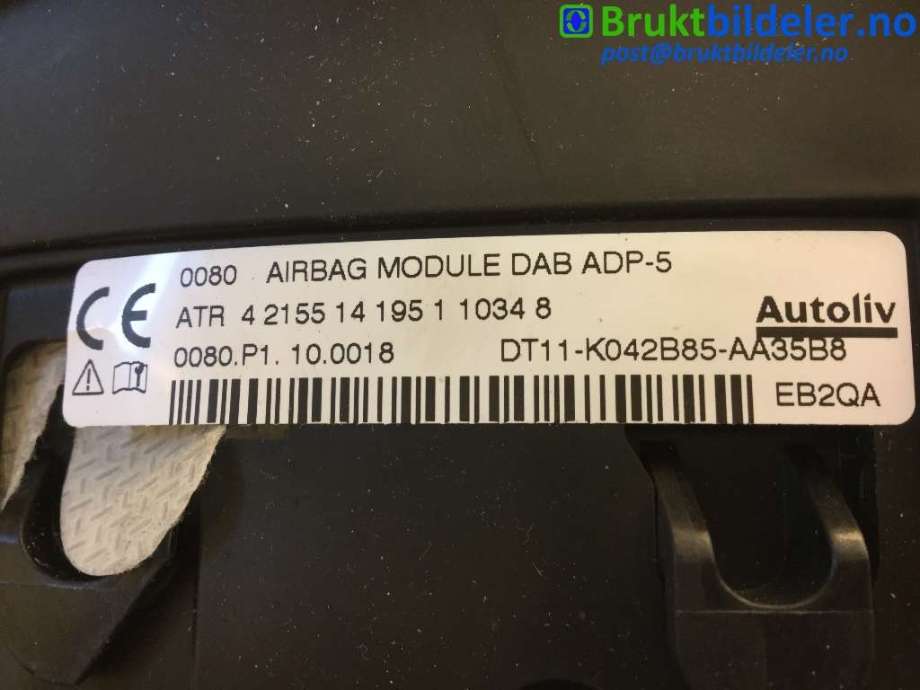 Airbag rattpute til Ford Transit Connect 2013-2018 Type II, Fase 1  (FORD|DT11K042B85AA|)