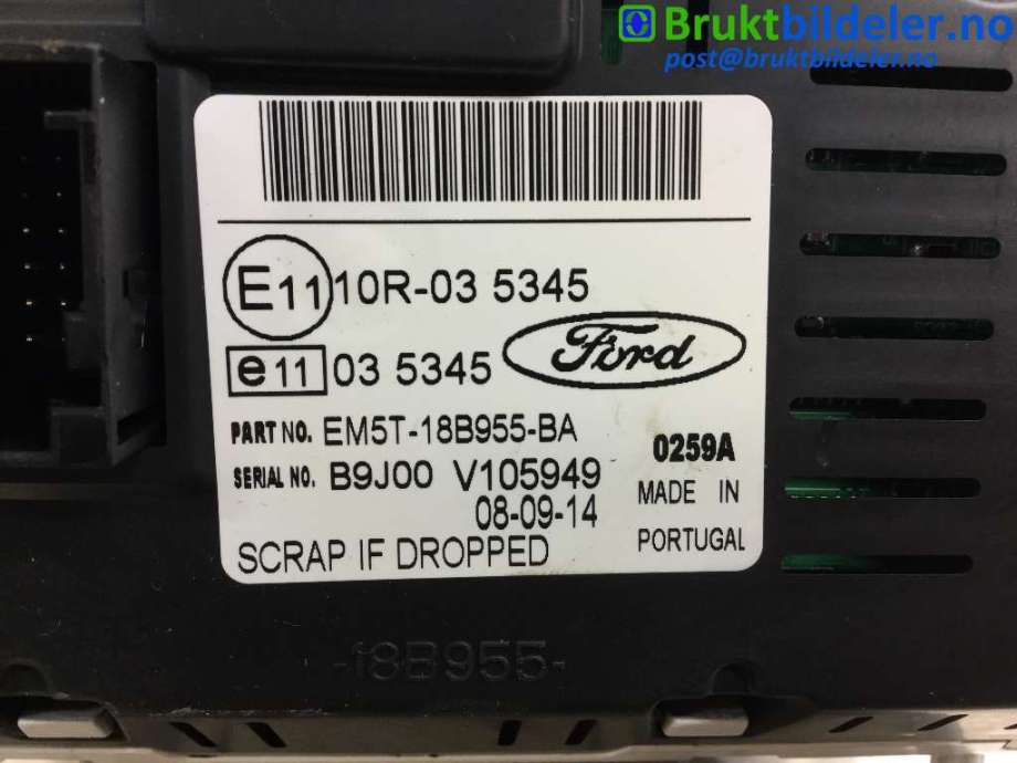 Multimedia display (MCU - Media Controller Unit) til Ford Transit Connect 2013-2018 Type II, Fase 1 (FORD|EM5T18B955BA|)