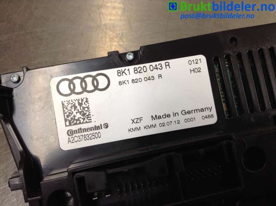 Varmeapparat betjening til Audi A5 2007-2016 (Type I) (AUDI|8K1 820 043 R|A2C37832500|)