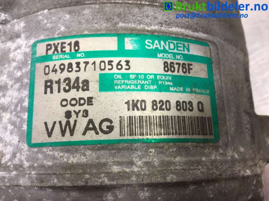 Aircondition kompressor til VW Passat 2005-2010 (B6) (B6) (VOLKSWAGEN|1K0 820 803 Q|)