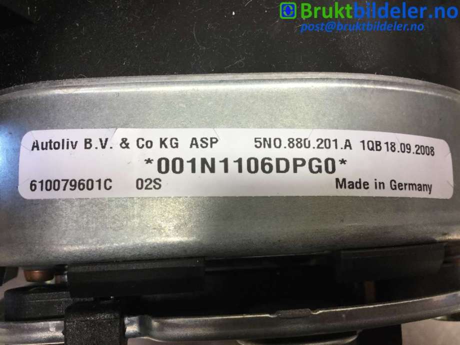 Airbag rattpute til VW Tiguan 2007-2011 (Type I, Fase 1) (VOLKSWAGEN|5N0880201A|)