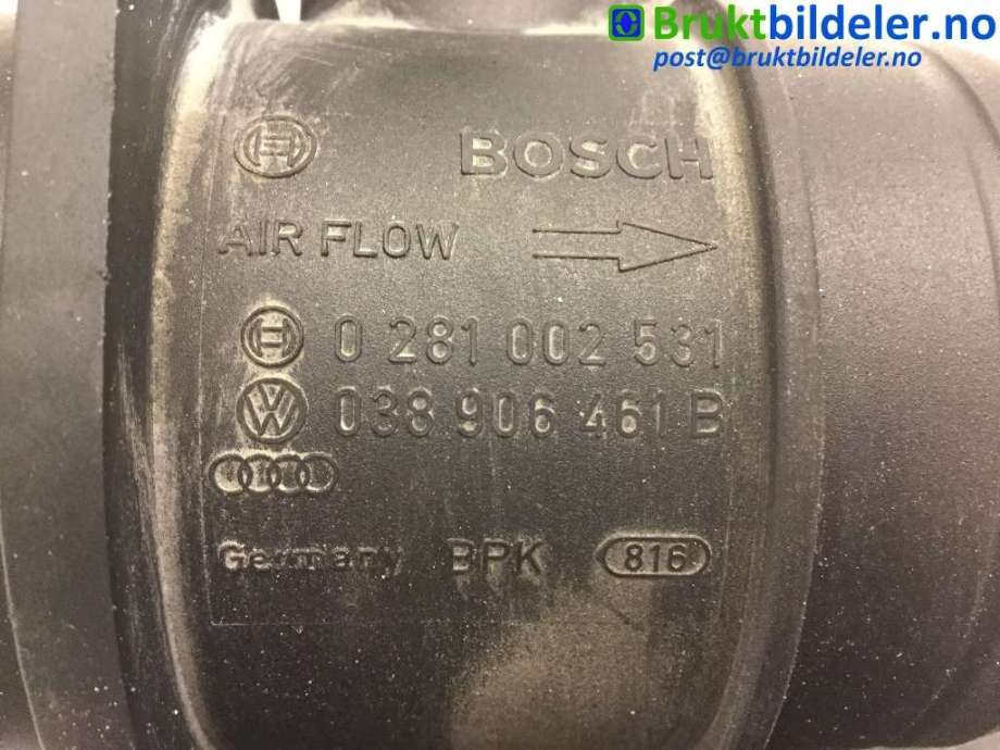 Luftmengde/luftmassemåler til VW Transporter / Caravelle 2003-2009 (Fase 1) (T5) (T5) (VOLKSWAGEN|038 906 461 B|0 281 002 531|----------)
