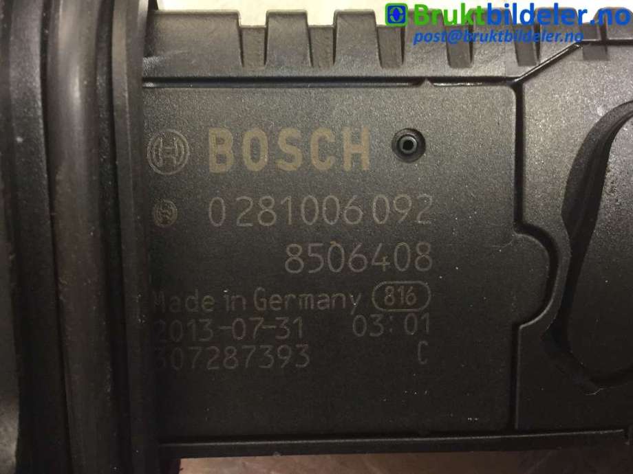 Luftmengde/luftmassemåler til BMW 3-Serie 2012-2018 (F30/F31/F34) (F30/F31/F34) (BMW|8 506 408|0 281 006 092|)