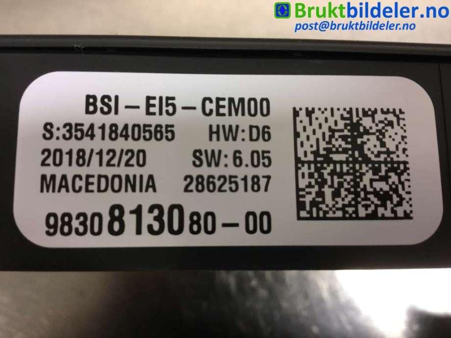 Sikringsboks til Peugeot 3008 2016-->> (Type II)  (PEUGEOT|9830813080|3541840565|)