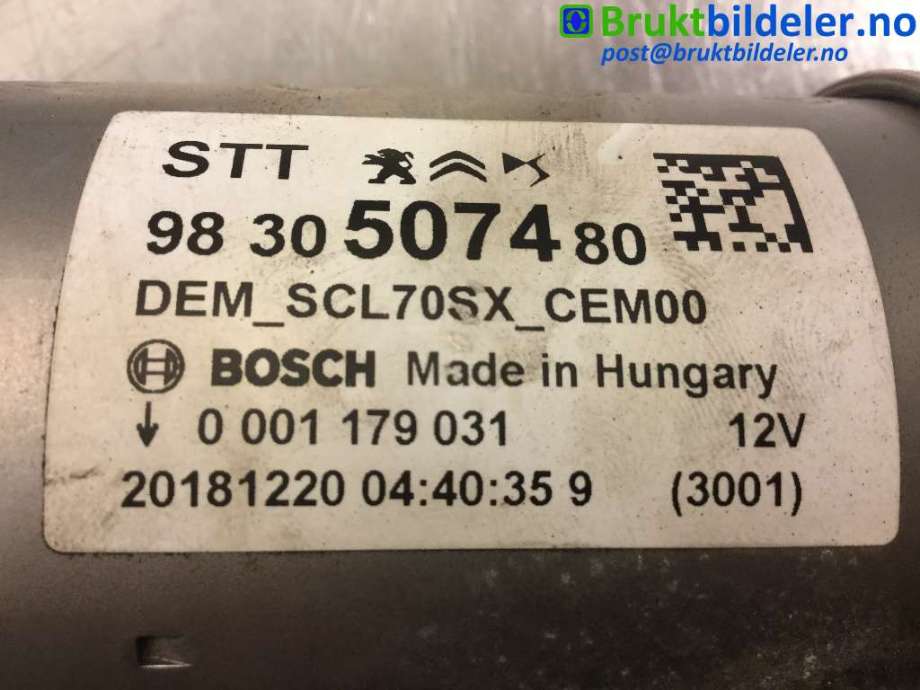 Starter til Peugeot 3008 2016-->> (Type II)  (PEUGEOT|9830507480|0001179031|)