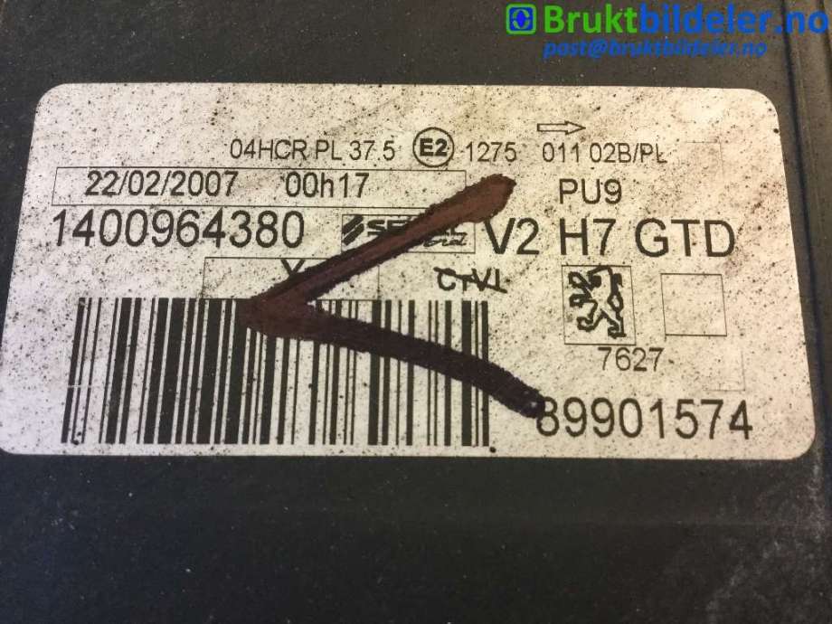 Frontlykt venstre halogen til Peugeot 807 2003-2009  (PEUGEOT|1400964380|89901574|)