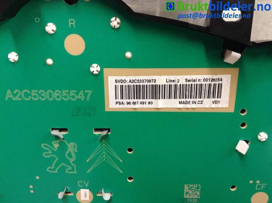 Instrumentpanel til Peugeot 207 2006-2012 (PEUGEOT|9666749180|A2C53370972|)
