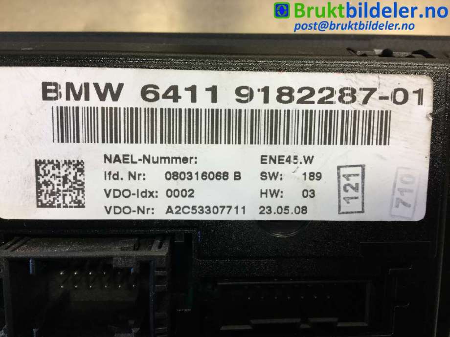 Varmeapparat betjening til BMW 3-Serie 2005-2011 (E90/E91/E92/E93) (E90/E91/E92/E93) (BMW|64 11 9 182 287-01|A2C53307711|)