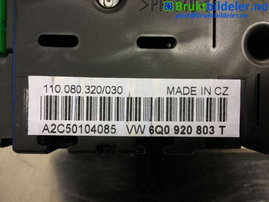 Instrumentpanel til VW Polo 2005-2009 (Type IV, Fase 2)  (VOLKSWAGEN|6Q0920803T|)