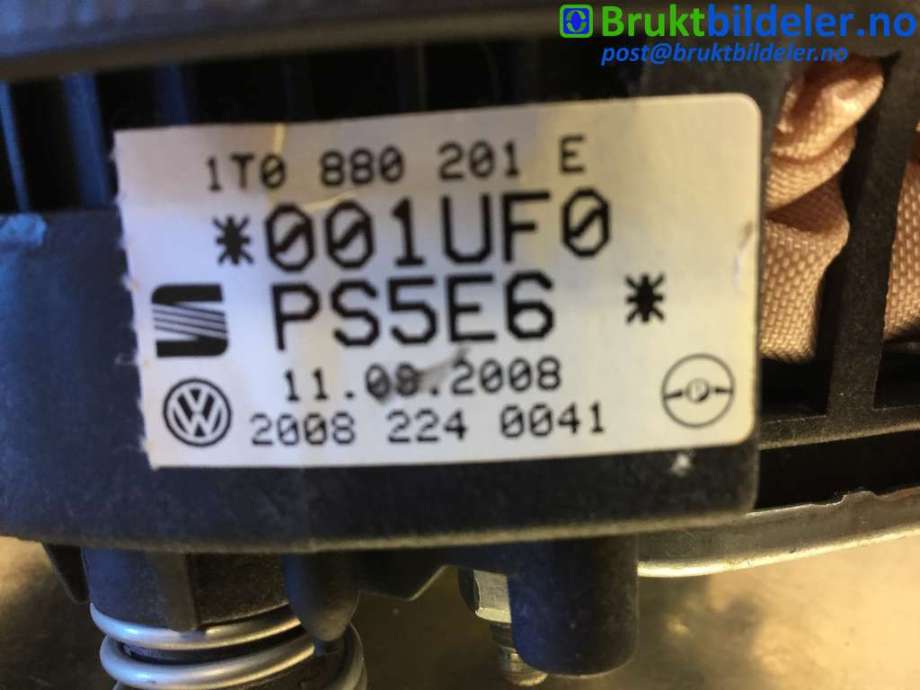 Airbag rattpute til VW Polo 2005-2009 (Type IV, Fase 2)  (VOLKSWAGEN|1T0880201E|)