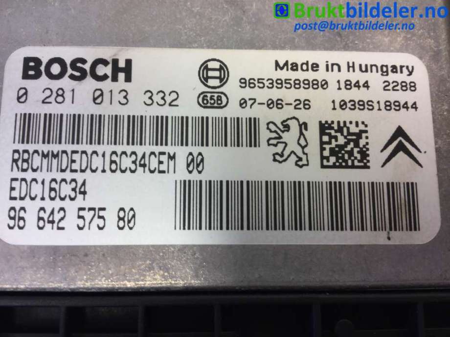 Styreenhet motor til Peugeot 407 2004-2010  (PEUGEOT|9664257580|0281013332|)